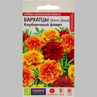 Бархатцы Френч Дварф Клубничный флирт