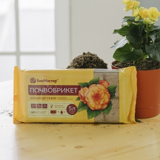 Почвобрикет Яркая бегония 5л БиоМастер
